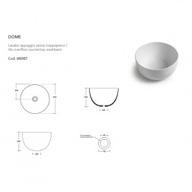 Tecnica lavabo da appoggio tondo Dome Ø44,5 cm