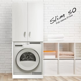 [2] Colonna lavatrice SLIM con la Lavatrice a Vista, ripiano nel vano superiore e ante che chiudono solo il Ripiano Superiore