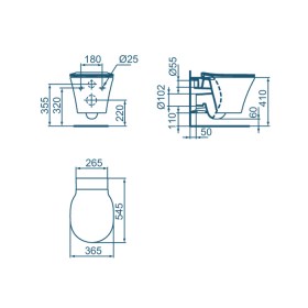 Scheda tecnica Wc sospeso senza brida Connect Air con copriwater slim 