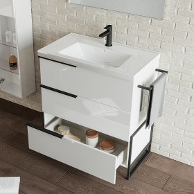 Composizione Bagno URBAN FEBE1 60 cm bianco lucido con tre cassetti