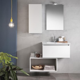 Composizione Bagno 105 Bianco Opaco Ibiza con Mobile da 70