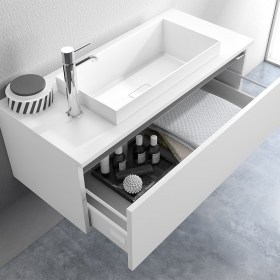 Mobile Bagno MOderno 100 cm Bianco Opaco Lucido TFT Home Forniture