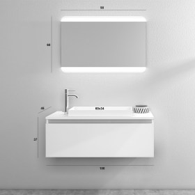 Mobile Bagno MOderno 100 cm Bianco Opaco Lucido TFT Home Forniture Misure