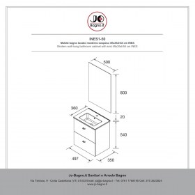  Mobile bagno lavabo moderno sospeso 49x35xh54 cm