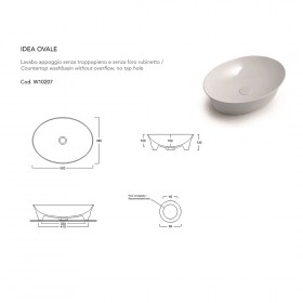Tecnica lavabo da appoggio ovale Idea 50x38 cm