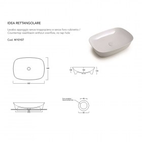 Tecnica lavabo da appoggio rettangolare Idea 60x43 cm