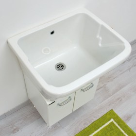 Mobile lavatoio in PVC da esterno/interno misura Larghezza 80 x Profondità  50 cm bianco con vasca in resina - Vendita Online ItaliaBoxDoccia