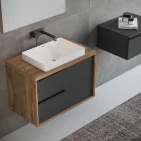 Lavabo in Ceramica Semincasso ISIDE (COMBINAZIONE 5 Noce e Grafite Opaco)