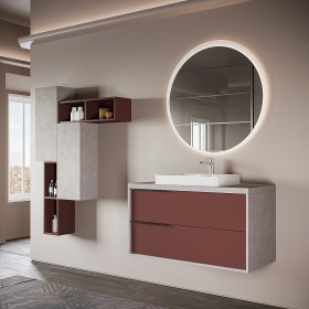 Mobile Bagno ISIDE 80 cm (COMBINAZIONE 3 Grigio Spatolato e Ruggine Opaco)