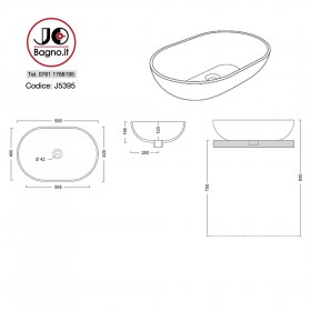 Tecnica Lavabo Ovale da appoggio 60 in ceramica VENERE