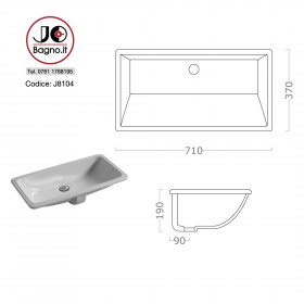 J8104-TECNICA sottopiano rettangolare 71x37 incasso