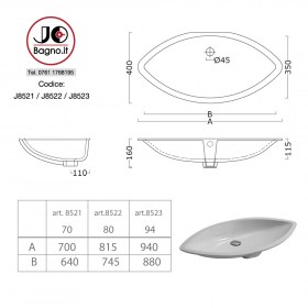 J8521 | J8522 | J8523 -TECNICA sottopiano 70-80-90 ovale allungato incasso
