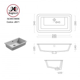 J8571-TECNICA sottopiano rettangolare 65x28 incasso