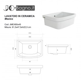 Vasca lavatoio MEXICO in ceramica 60x45 tutta vasca ideale da interno ed esterno