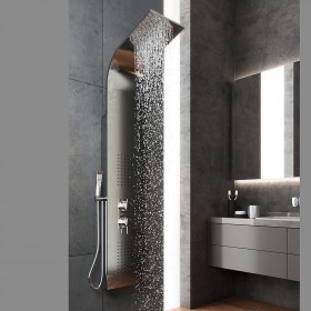 Colonna Doccia Attrezzata h 140 Acciaio Inox con Cascata JOY disponibile in Versione Lucido e Spazzolata