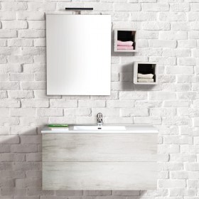 Mobile Bagno da 100 cm KLARA nella finitura Olmo Bianco con cubotti