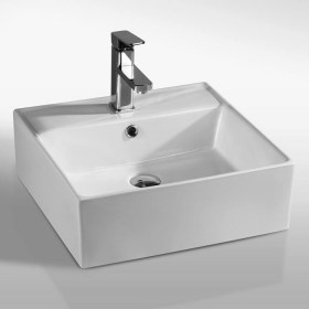 Lavabo appoggio quadro Leila 47 Nero Ceramica