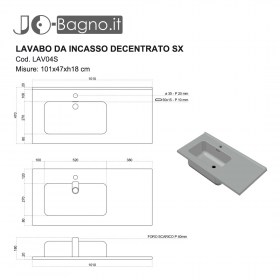 Scheda tecnica lavabo decentrato SX