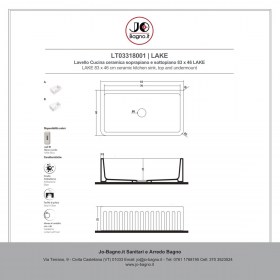 Lavello Cucina ceramica 83 x 46 LAKE Jo-Bagno.it - Tecnica