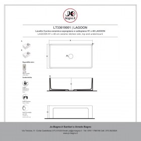Lavello Cucina ceramica sopra piano e sotto piano 91 x 48 LAGOON - Tecnica