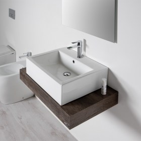 Lavabo appoggio 58x46 Laila su Mensola In Legno