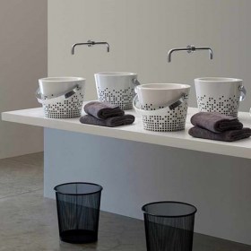 Lavabo appoggio Bucket 40 Decoro Pixel Scarabeo Ceramica