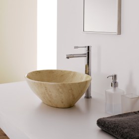 Lavabo appoggio Ovo Decoro Travertino Ceramica Scarabeo