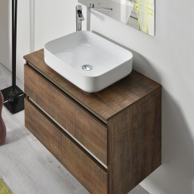 Mobile bagno sospeso 80 / 100 cm con Specchio e lavabo Cube1 finiture bicolore 