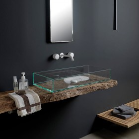 Lavabo in vetro 80 cm da appoggio Glass