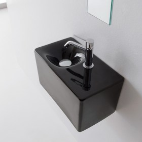 Lavabo sospeso Cube 42x24 colorato Nero Lucido Ceramica Scarabeo