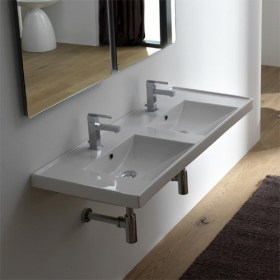 Lavabo sopseso ML 120x47 doppio bacino Ceramica Scarabeo