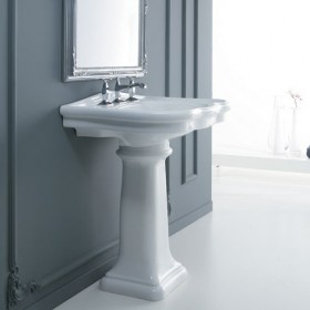 Lavabo su colonna da 70 cm in ceramica colorata Paolina - Bianco lucido