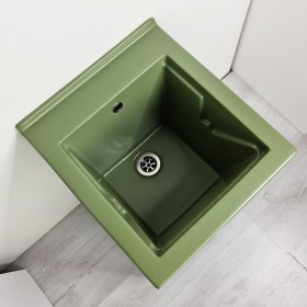 Vasca lavatoio in ceramica verde 46x51 - Profondità interna 34 cm