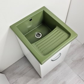 Lavatoio in ceramica Verde 45x50 stretto con strizzatoio incorporato