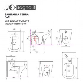 Sanitari Bagno LOFT Filomuro 55x35xh42 cm Tecnica