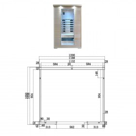 Sauna per due persona piccola 120x100x190 LUCREZIA tecnica