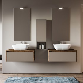 Mobile bagno sospeso 80 cm cassettio e lavabo d'appoggio Luna3 (COMBINAZIONE 7)