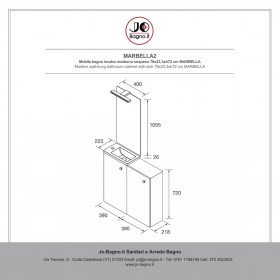  Mobile bagno lavabo moderno sospeso 78x23,3xh72 cm