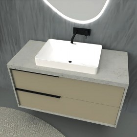 Mobile Bagno sospeso Iside - Pietra e Tortora opaco