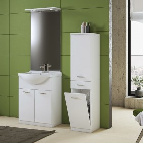 Colonna bagno girevole con ante, cassetto e specchio