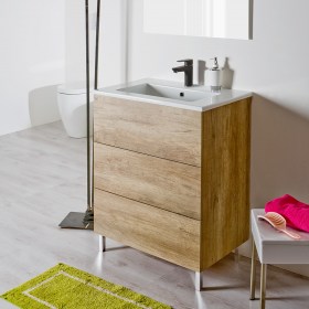 Mobile bagno a terra da 70 cm con cassetti Klara  con sgabello contenitore Marte