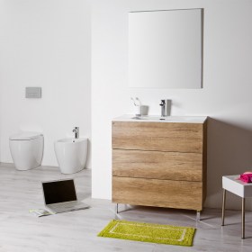 Mobile bagno a terra da 80 cm con cassetti Klara e sanitari Leila