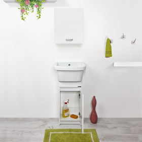 Lavatoio MINI in Ceramica Bianca 46x36 Ideale per Piccoli Spazi Installato su Mobile in Appoggio