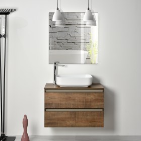 Mobile bagno sospeso 80 / 100 cm con Specchio e lavabo Cube1 finiture bicolore 