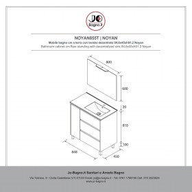 Mobile bagno a terra con lavabo decentrato NOYAN - tecnica