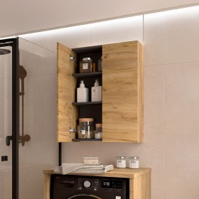 Pensile bagno e lavanderia sospeso 60x24xh84 due ante rovere