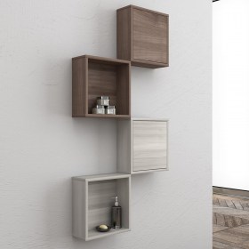 Pensile bagno sospeso 34x34 quadrato in varie finiture con anta a giorno o anta ad apertura push 