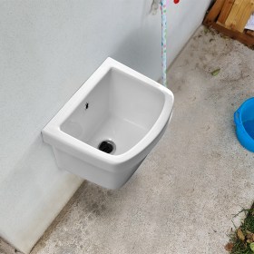 Lavatoio MINI in Ceramica Bianca 46x36 Ideale per Piccoli Spazi