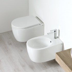 sanitari sospesi in ceramica bianca Leila copriwater slim