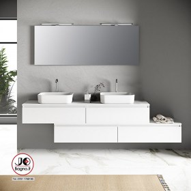 Grande mobile bagno 220 cm con doppio lavabo GIGLIO - Bianco Opaco